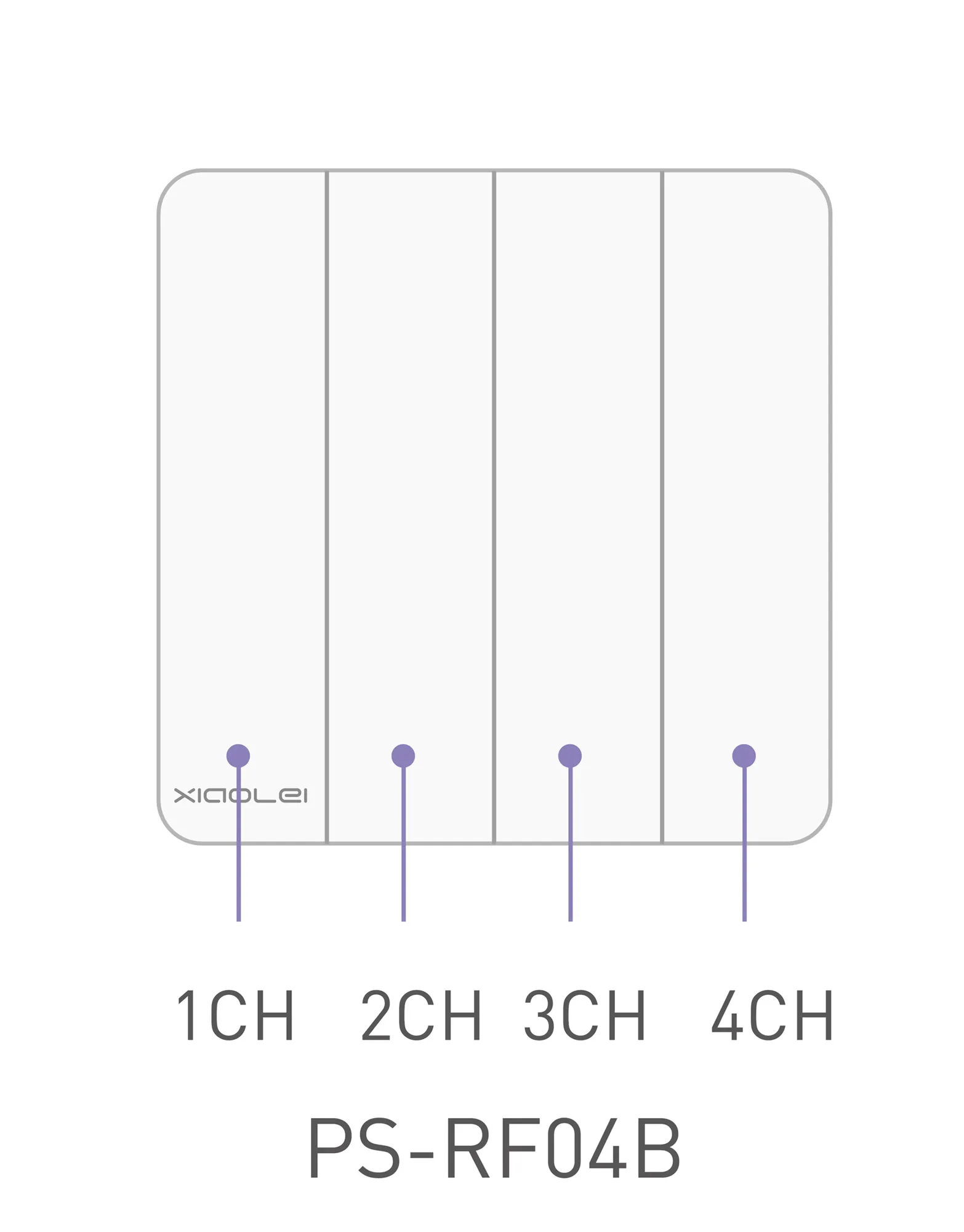 Ltech Wireless smart push switch 4 chanel , 3Vdc battery integrated, RF 2.4GHz protocol, Programmable keys, Swich Dimming Functions, Easy installation and elegant look, IP20. PS-RF04B  LTECH Push Switch Panel